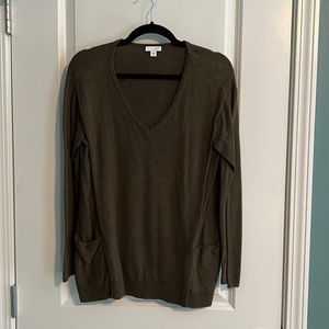 J. Jill Women's V-Neck Forest Green Pocket Sweater Size XS